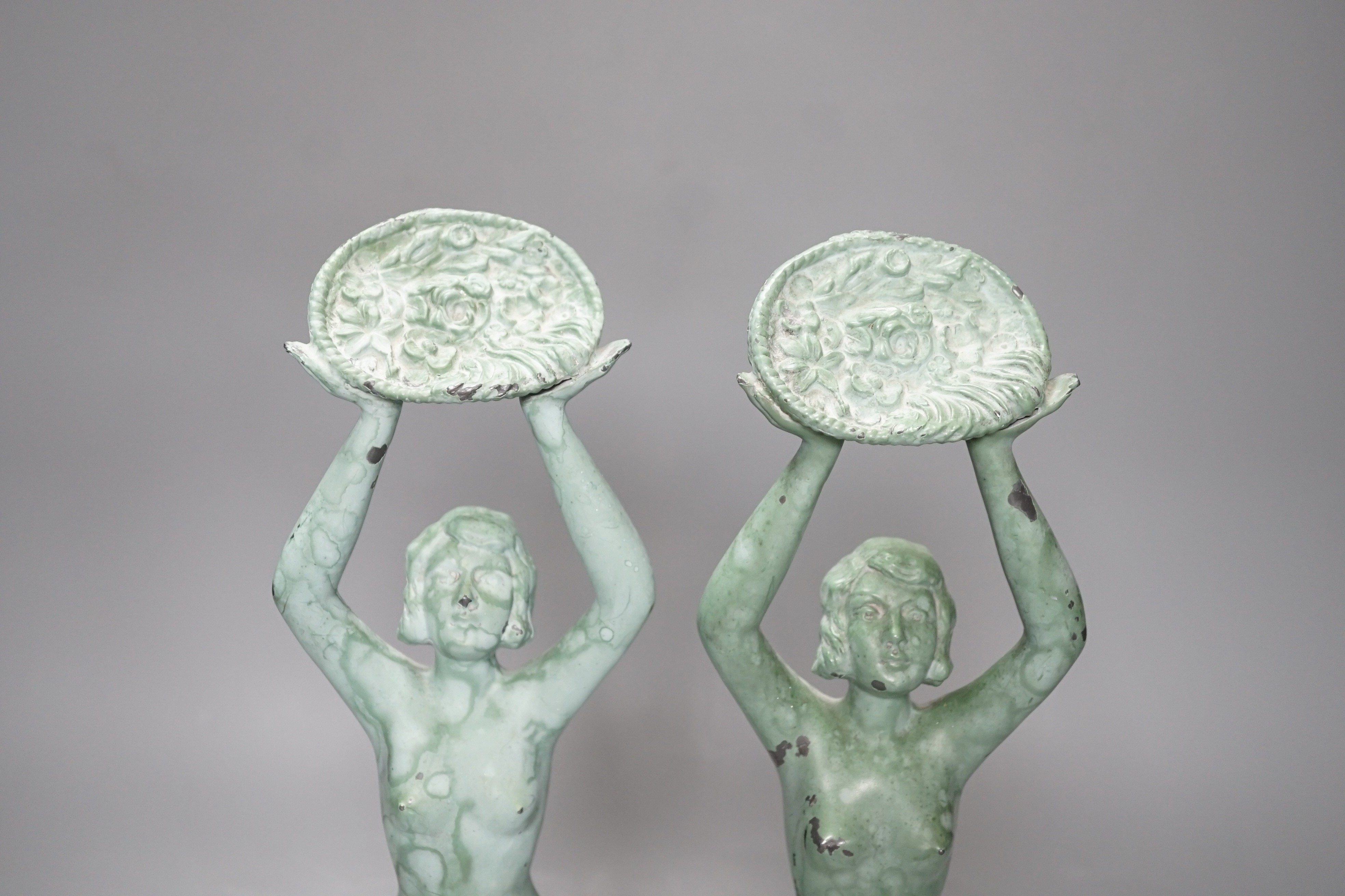 A pair of Art Deco bronzed metal figures stamped ‘Limousin’, 37cm